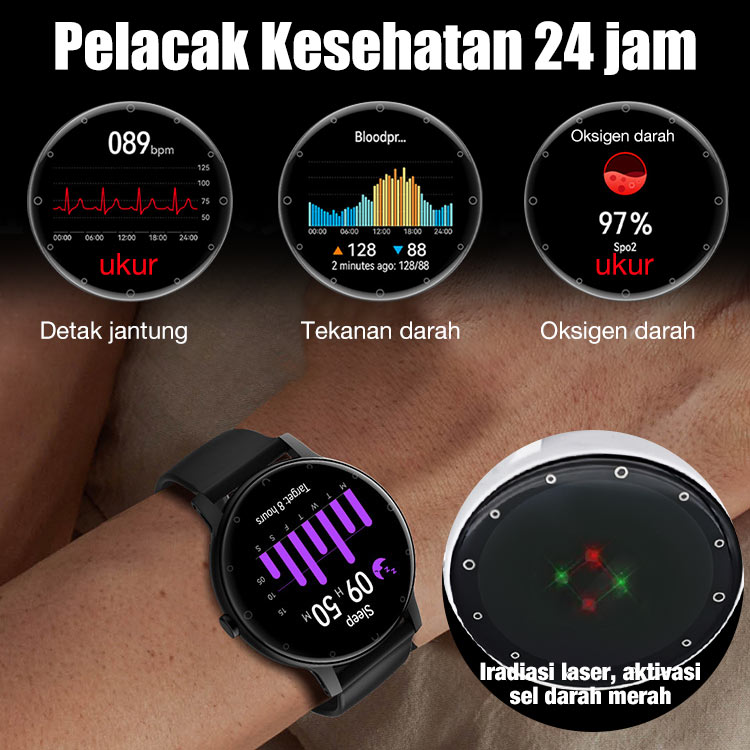 9.9 Promosi Super Garansi satu tahun-Memantau detak jantung/glukosa darah Jam tangan Bluetooth-Sertifikasi BPOM-mengukur kadar gula darah, detak jantung, kualitas tidur, dan kesehatan umum lainnya